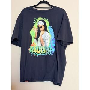 Princess Aaliyah Graphic T-Shirt Crew Neck Short Sleeve Music Tee Men’s Black L